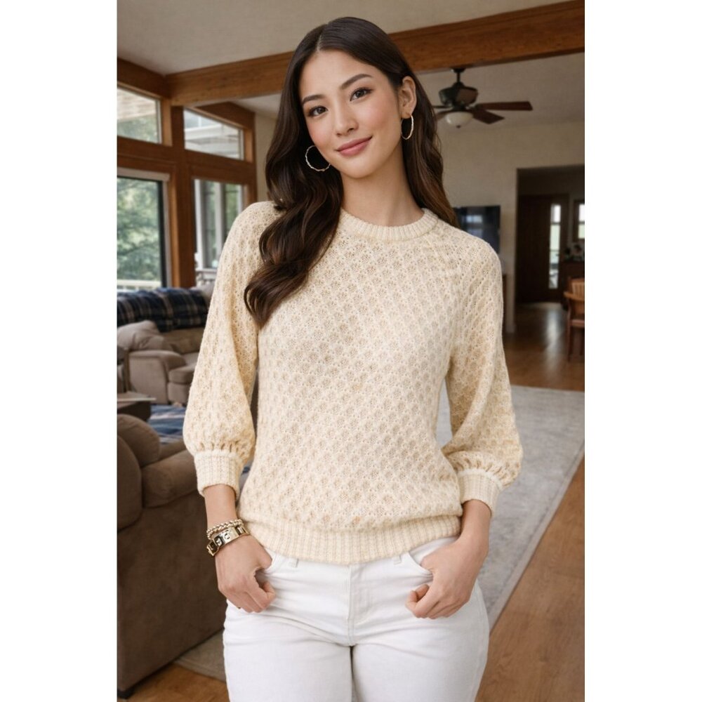 Lilly Pulitzer Corabelle Coconut Honeycomb Sweater SZ M